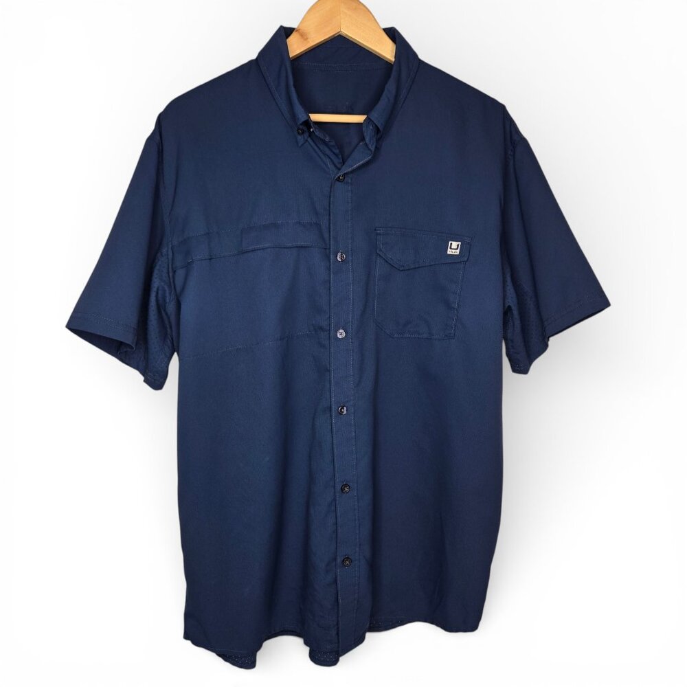 Huk Tide Point Fishing Shirt Men Perforated Breathable Flap Pocket Outdoor XL